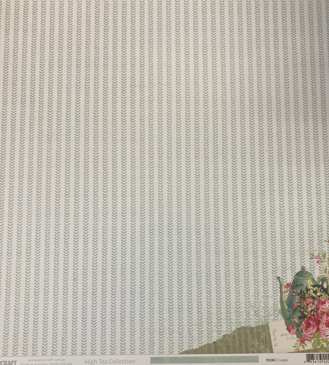 Kaisercraft High Tea Collection 12x12 Scrapbook Paper Cuppa (P2283)