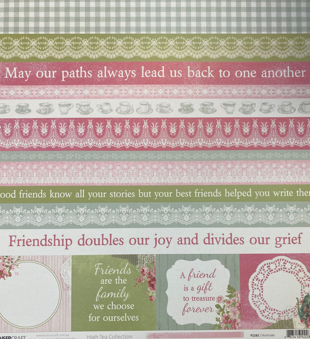 Kaisercraft High Tea Collection 12x12 Scrapbook Paper Shortcake (P2282)
