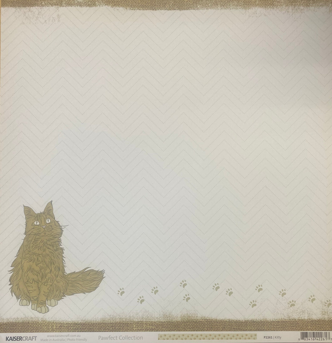 Kaisercraft Pawfect Collection 12x12 Scrapbook Paper Kitty (P2261)
