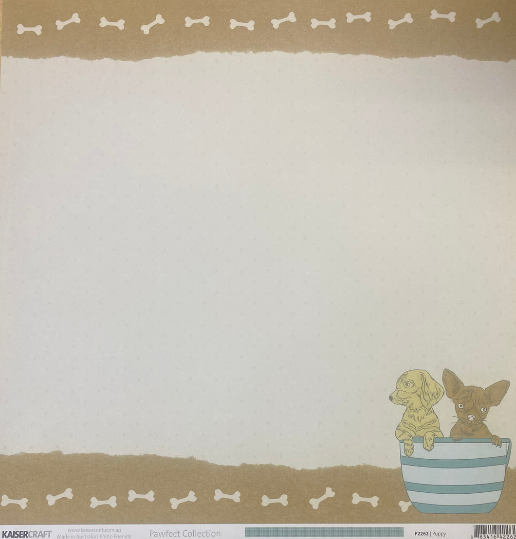 Kaisercraft Pawfect Collection 12x12 Scrapbook Paper Puppy (P2262)