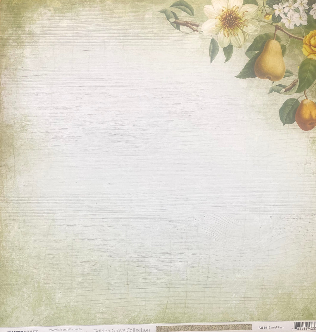 Kaisercraft Golden Grove Collection 12x12 Scrapbook Paper Sweet Pear (P2358)