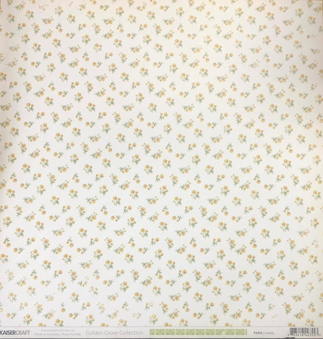 Kaisercraft Golden Grove Collection 12x12 Scrapbook Paper Canola (P2355)