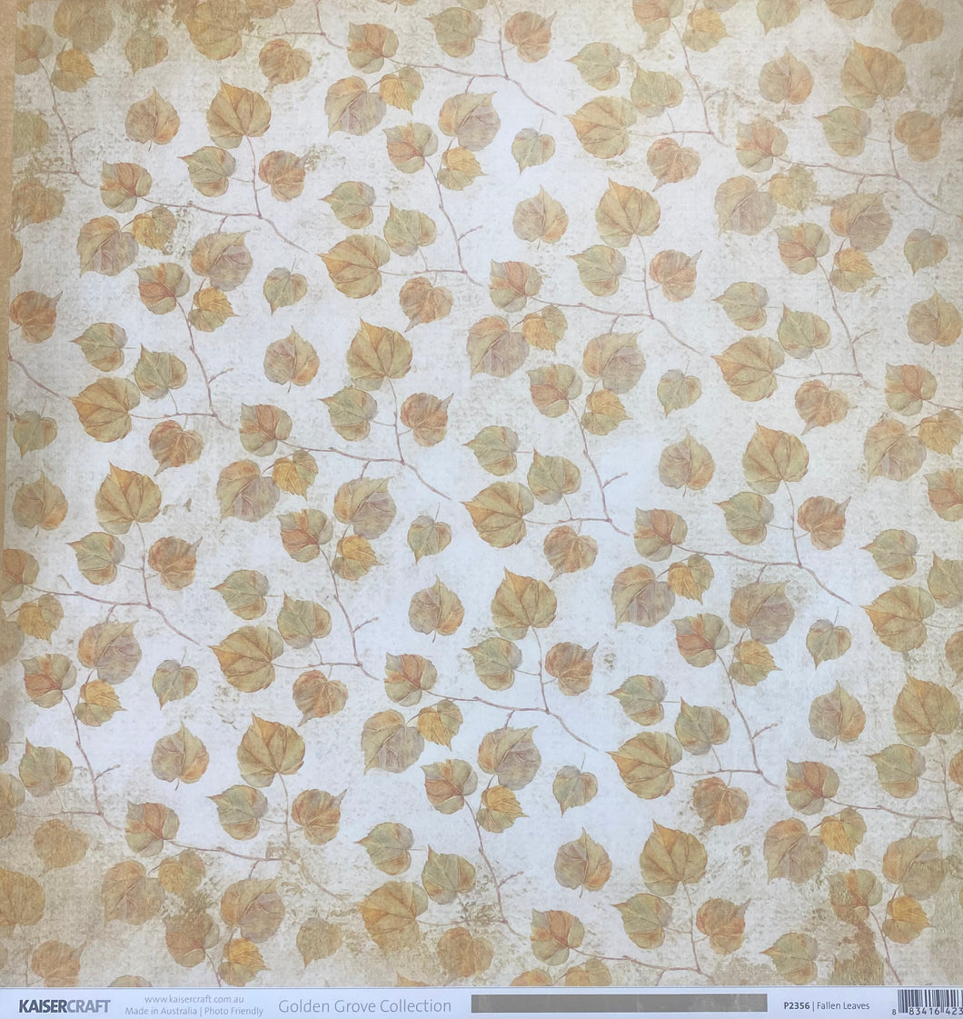 Kaisercraft Golden Grove Collection 12x12 Scrapbook Paper Fallen Leaves (P2356)