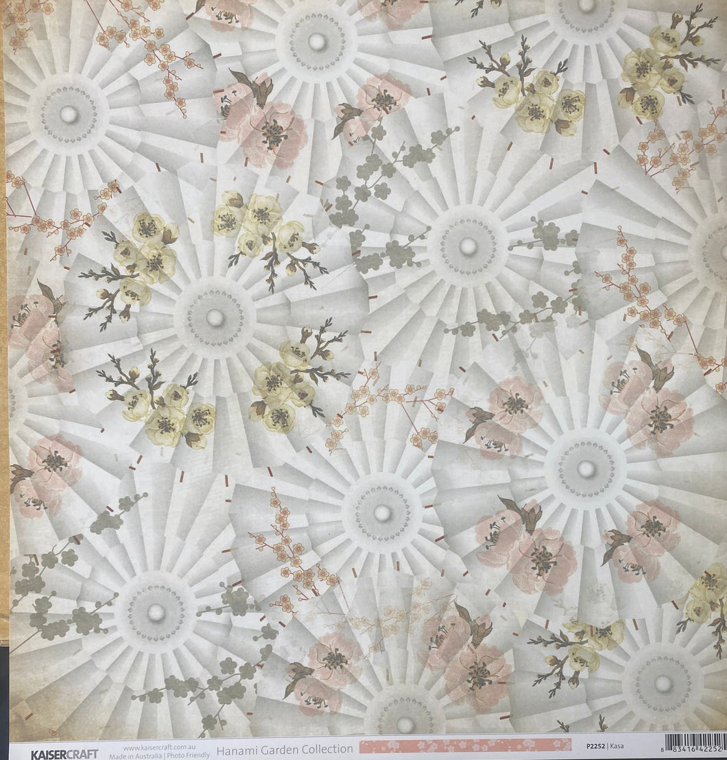 Kaisercraft Hanami Garden Collection 12x12 Scrapbook Paper Kasa (P2252)