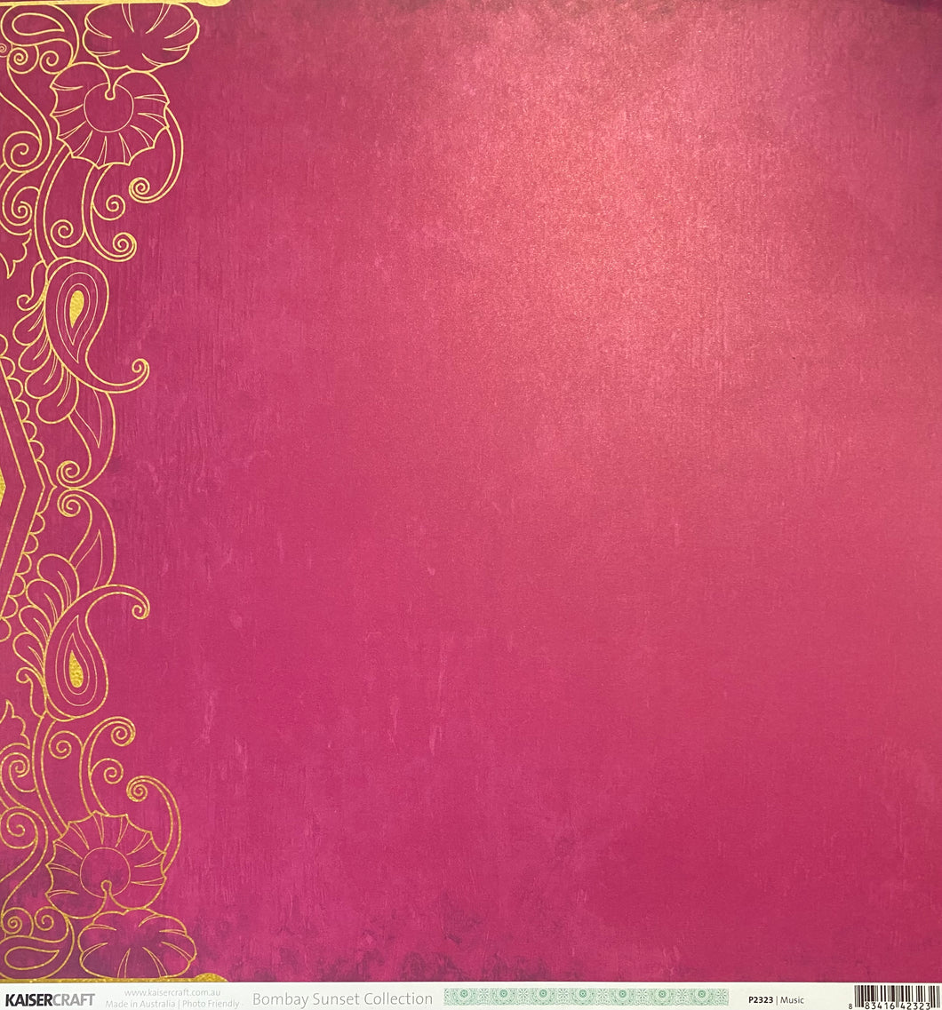Kaisercraft Bombay Sunset Collection 12x12 Scrapbook Paper Music (P2323)