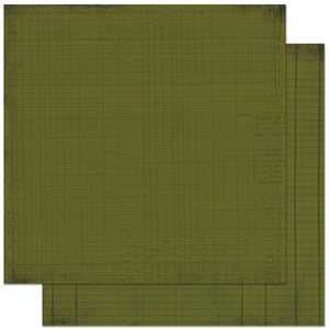 BoBunny Double Dot Designs 12x12 Scrapbook Paper Olive Journal (12OJ209)