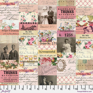 Tim Holtz Freespirit Fabric Pink Collage (PWTH210.PINK)