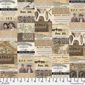 Tim Holtz Freespirit FabricNeutral Collage (PWTH250.NEUTRAL)