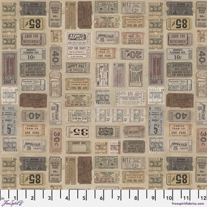 Tim Holtz Freespirit Fabric Neutral Tickets (PWTH252.NEUTRAL)