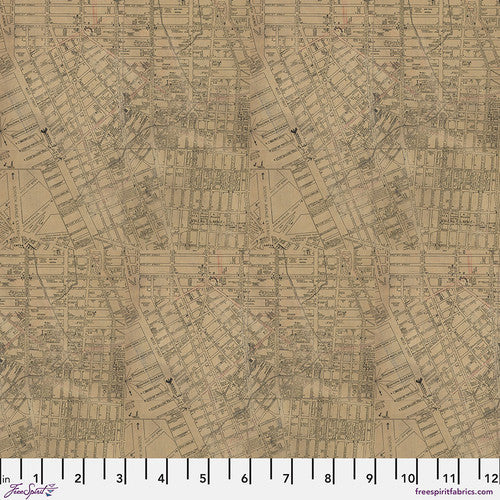 Tim Holtz Freespirit Fabric Neutral Map (PWTH253.NEUTRAL)