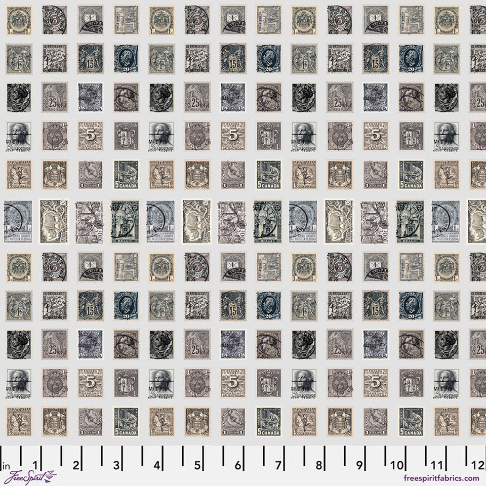 Tim Holtz Freespirit Fabric Charcoal Stamps  (PWTH311.CHARCOAL)