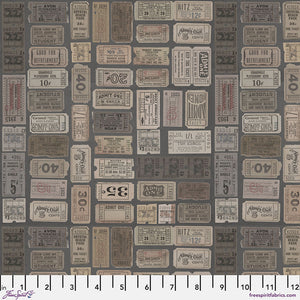 Tim Holtz Freespirit Fabric Charcoal Tickets  (PWTPWTH312.CHARCOAL)