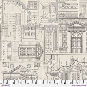 Tim Holtz Freespirit Fabric Charcoal Schematics  (PWTH317.CHARCOAL)