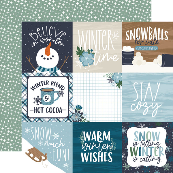 Echo Park Paper Co. Snowed In Collection 12x12 Scrapbook Paper 4x4 Journaling Cards (SI288009)