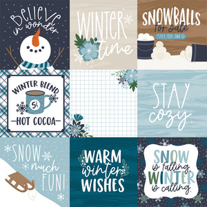 Echo Park Paper Co. Snowed In Collection 12x12 Scrapbook Paper 4x4 Journaling Cards (SI288009)