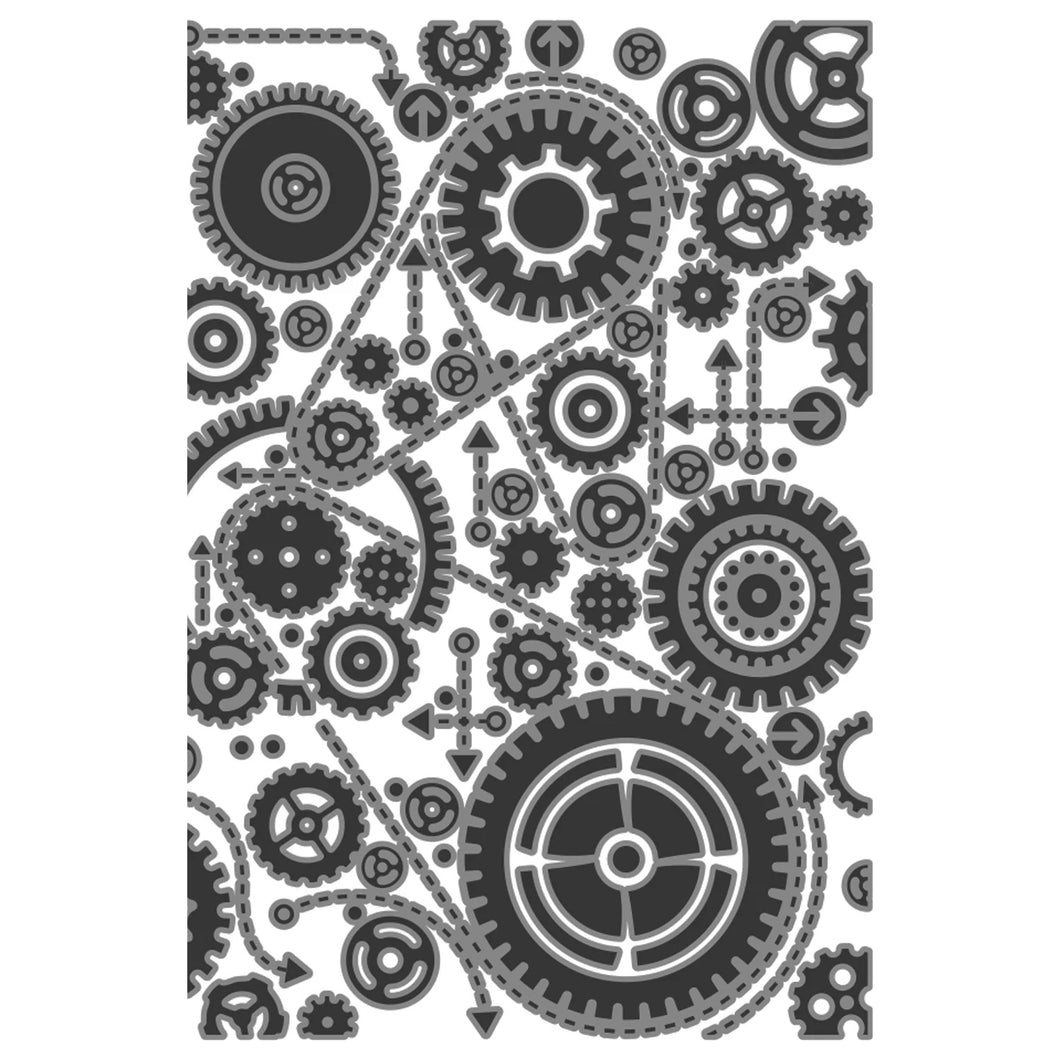 Sizzix Multi Level Textured Impressions Embossing Folder - Vault Gears by Tim Holtz (666866)