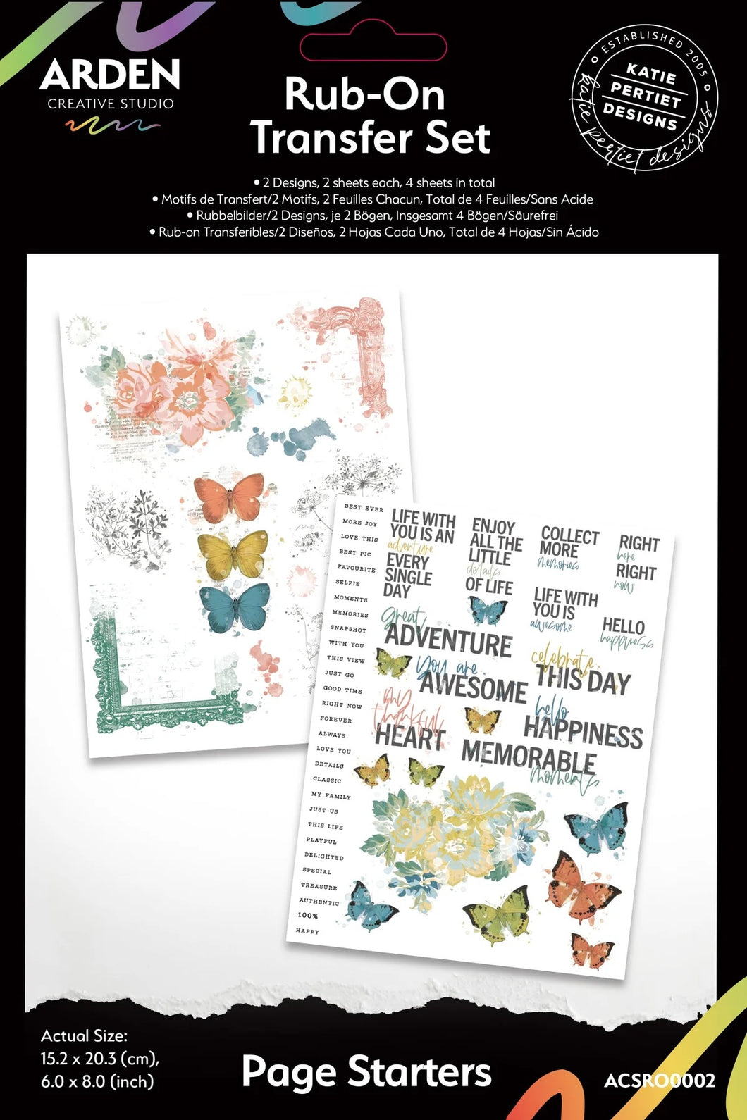Arden Creative Studio -  Page Starters 6 in x 8 in Rub-On Transfer Set (ACSRO0002)