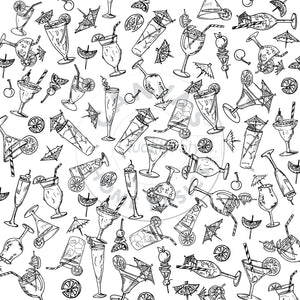 Canvas Corp. Cocktails & Dreams on White 12x12 Scrapbook Paper (CCP2877)
