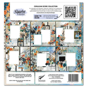3Quarter Designs Cerulean Score 12x12 Design Paper & Diecuts Set (3Q-SC-CERULEANSCORE)