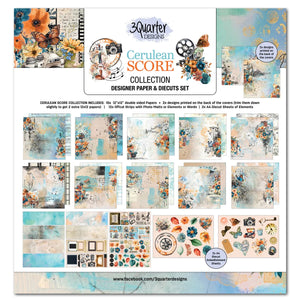 3Quarter Designs Cerulean Score 12x12 Design Paper & Diecuts Set (3Q-SC-CERULEANSCORE)