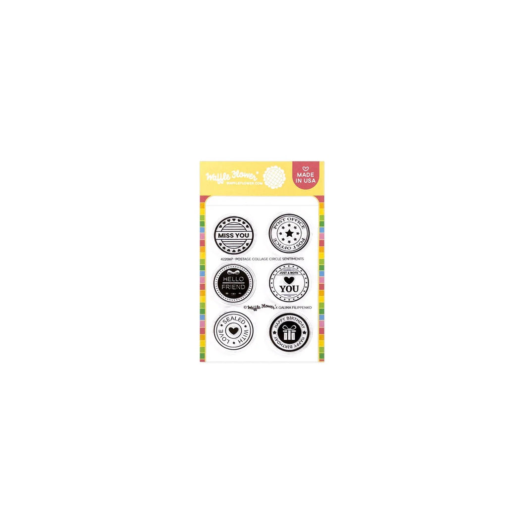 Waffle Flower Stamps- Postage Collage Circle Sentiments