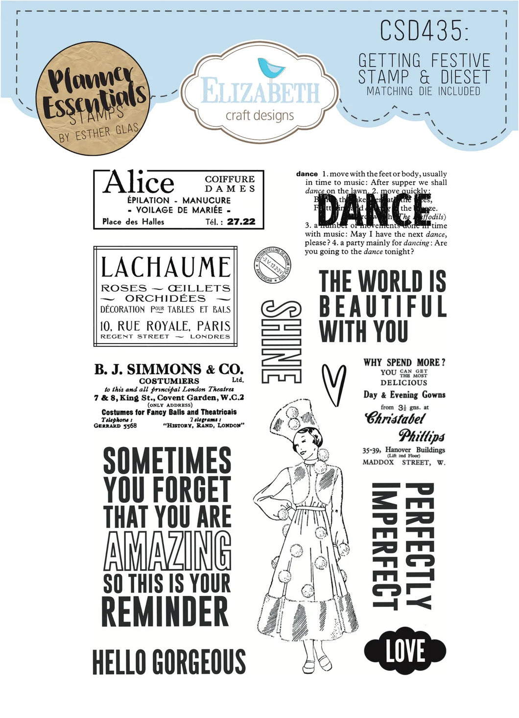 Elizabeth Craft Designs Winter Wanderlust Getting Festive Stamp and Die Set (CSD435)