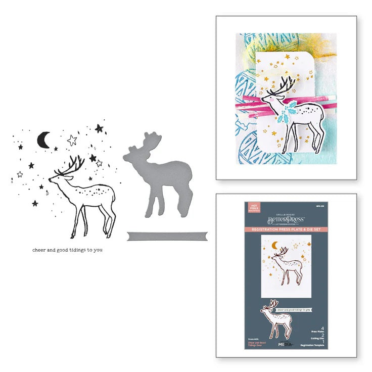 Spellbinders  Betterpress and dies by Dina Wakley Cheer and Good Tidings Deer (BPR-036)