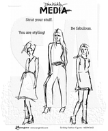 Dina Wakley Media Cling Mount Stamps Scribbly Fashion Figures (MDR47643