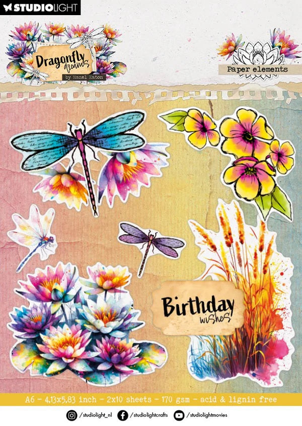 Studio Light Designer Paper Elements Dragonfly Dreams 20 sheets (HE-DD-DCPP404)