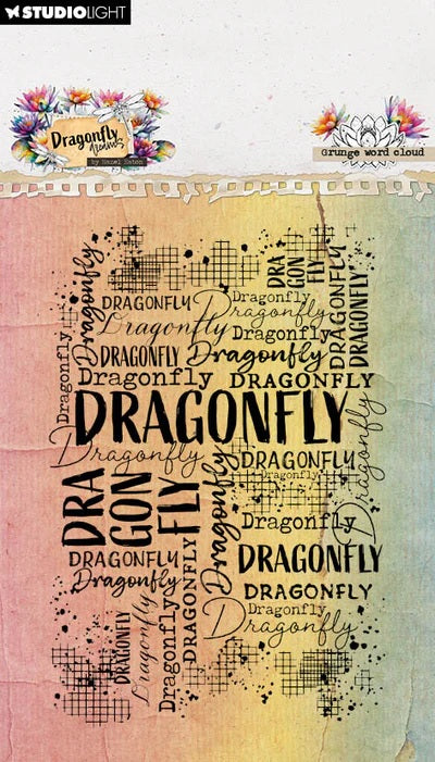 Studio Light Dragonfly Dreams Stamp Grunge Word Cloud (HE-DD-STAMP909)