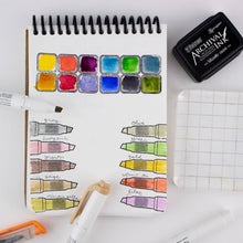 Load image into Gallery viewer, Art Supply Bin - Pens, Brushes, Markers, Paint- 3"x4" Clear Stamp Set (8 stamp designs)
