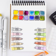 Load image into Gallery viewer, Art Supply Bin - Pens, Brushes, Markers, Paint- 3"x4" Clear Stamp Set (8 stamp designs)
