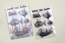 Load image into Gallery viewer, Steampunk Travel Blueprints Clear Stamp
