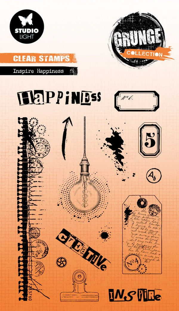 Studio Light Clear Stamp Inspire Happiness Grunge Collection 14 PC