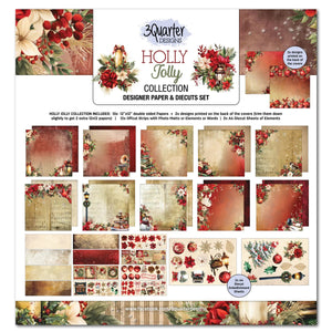 3Quarter Designs Holly Jolly 12x12 Design Paper & Diecuts Set (3Q-SC-HOLLYJOLLY )