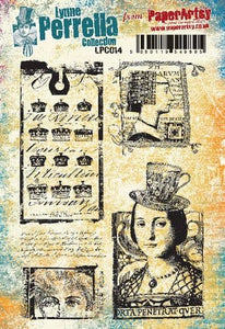 PaperArtsy Rubber Stamp Set Tea Cup Bonnet designed by Lynne Perrella (LPC014)