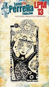 PaperArtsy Red Rubber Mini Stamp Raise the Sun (LPM13)