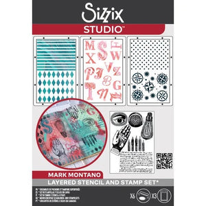 Sizzix Studio - Mark Montano - Clear Stamps and Stencils Set - Favorite Things