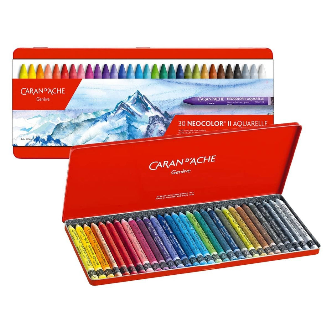 Caran D'Ache Neocolor II Watercolor Crayons - Tin of 30 (7500.330)