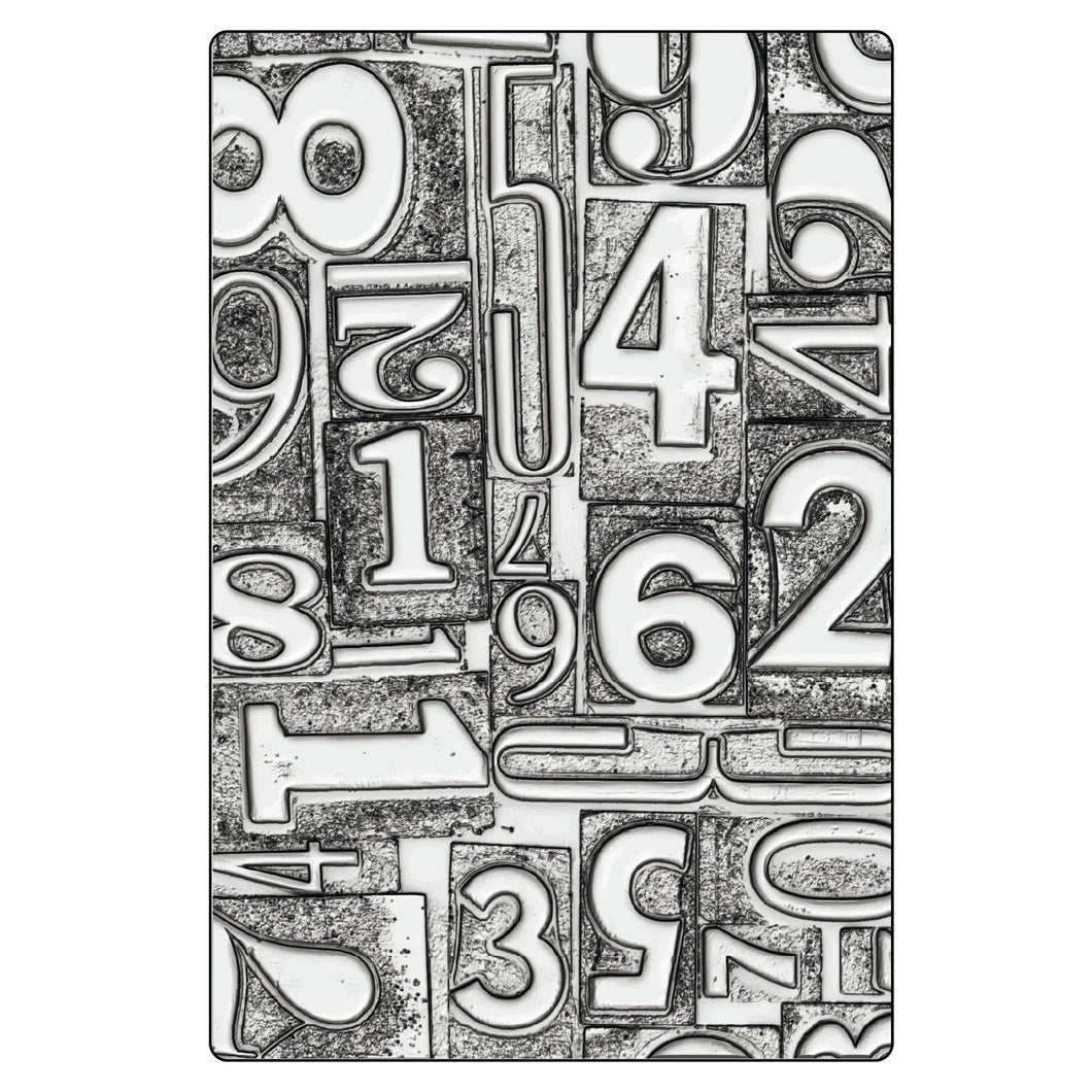 Sizzix 3-D Texture Fades Embossing Folder - Numbered Large/A5 by Tim Holtz