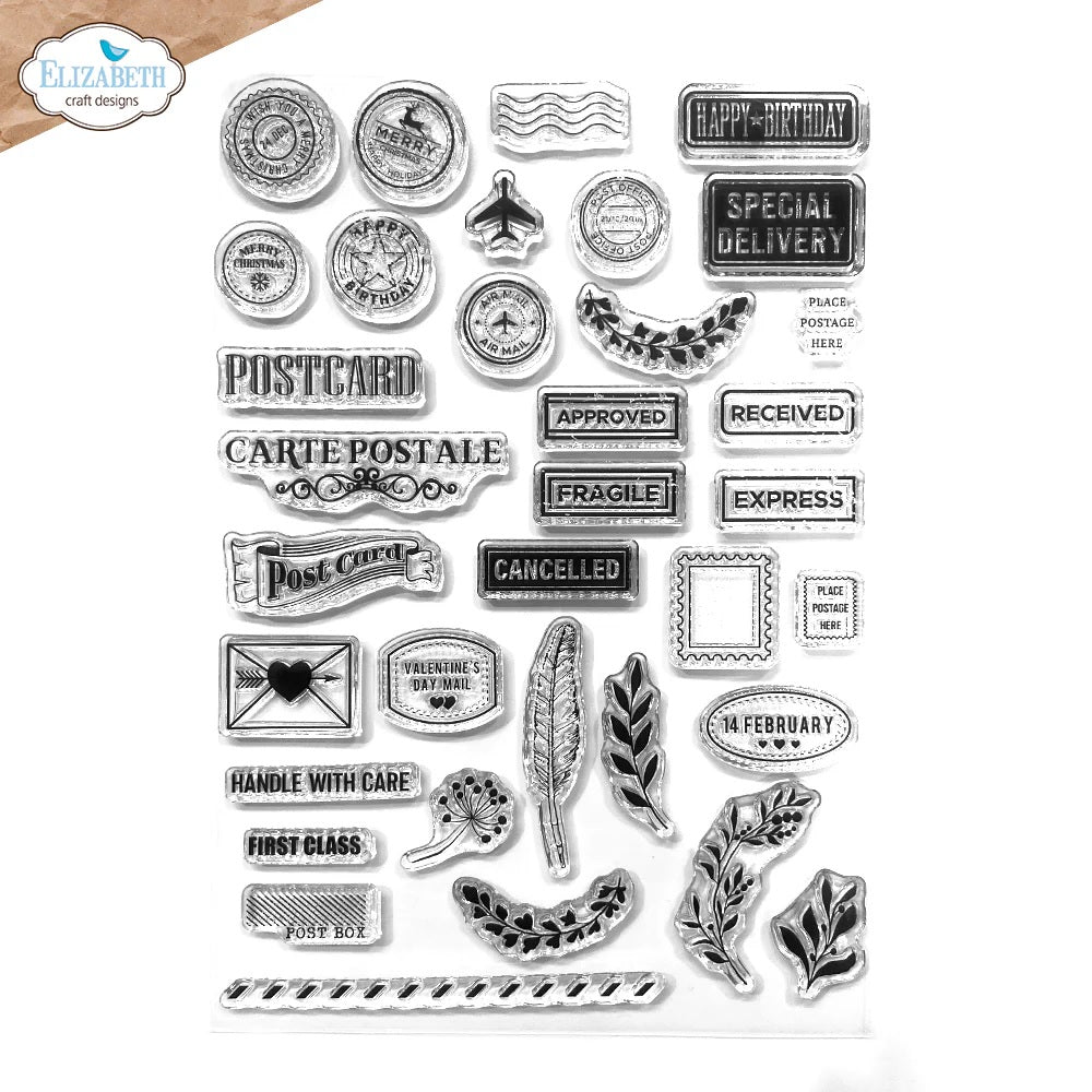 Elizabeth Craft Designs Romantic Revival Collection Postcard Parts Stamp  by Annette Green (CS429)