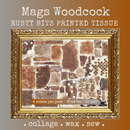 PaperArtsy Rusty Bits (color) Mags Woodcock  Printed Tissue Collage Paper (PT17)