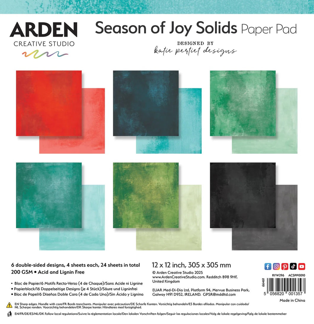 Arden Creative Studio Season of Joy Solids 12x12 Scrapbook Paper Pad
