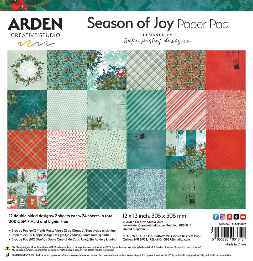 Arden Creative Studio Season of Joy 12x12 Scrapbook Paper Pad
