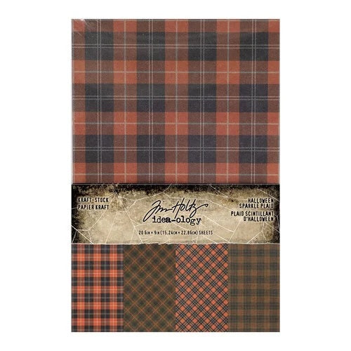 Tim Holtz idea-ology Kraft-stock Halloween Sparkle Plaid (TH94398)