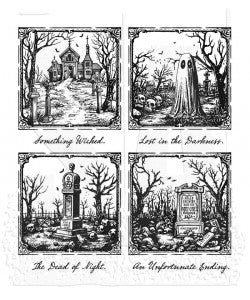 Tim Holtz Cling Mounted Stamps: Halloween Framed Frights CMS494