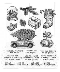 Stampers Anonymous Tim Holtz Cling Rubber Stamps Stamp Home for Christmas (CMS498)