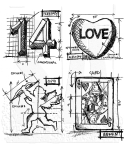 Stampers Anonymous Tim Holtz Collection Valentine Blueprint (CMS143)