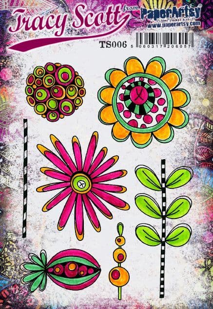 PaperArtsy Rubber Stamp Set Stems and Flowers designed by Tracy Scott (TS006)