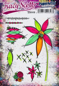 PaperArtsy Rubber Stamp Set Button Flower designed by Tracy Scott (TS008)